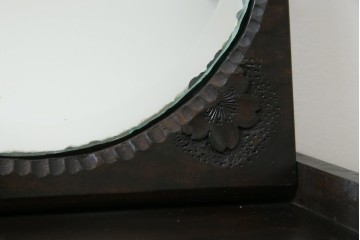 中古　美品!!　軽井沢彫り　細やかな桜の彫刻が美しい鏡台　(R-080041)