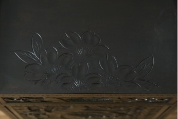 中古　美品!!　軽井沢彫り　細やかな桜の彫刻が美しい鏡台　(R-080041)