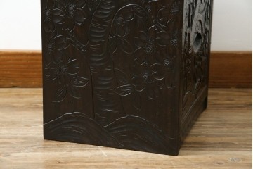 中古　美品!!　軽井沢彫り　細やかな桜の彫刻が美しい鏡台　(R-080041)