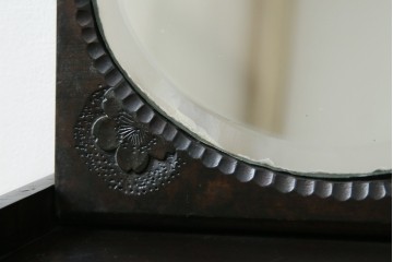 中古　美品!!　軽井沢彫り　細やかな桜の彫刻が美しい鏡台　(R-080041)