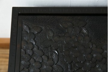 中古　美品!!　軽井沢彫り　細やかな桜の彫刻が美しい鏡台　(R-080041)