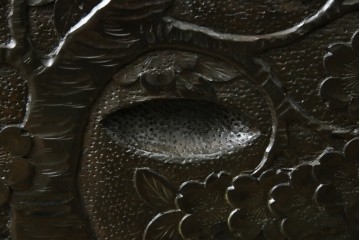 中古　美品!!　軽井沢彫り　細やかな桜の彫刻が美しい鏡台　(R-080041)