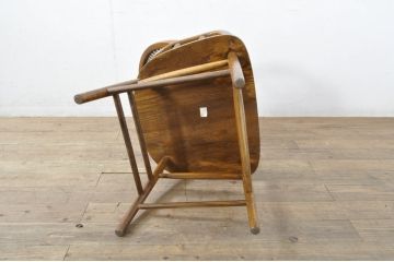 中古　美品!!　ブランド家具　Shin-Lee(シンリー) 　滑らかな木肌とシックな佇まいが魅力のアームチェア(板座チェア、椅子、イス、ウィンザーチェア)(R-080047)