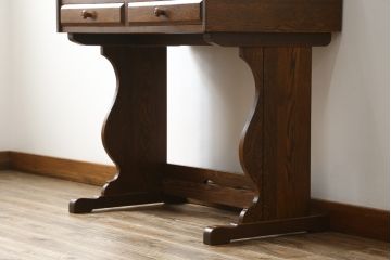 中古　ブランド家具　希少な廃番品!!　三越家具　Brugge(ブルージュ)　温かみのあるデザインが魅力の小振りなデスク(机、ワークデスク、在宅用、簿記机、引き出し)(R-080049)