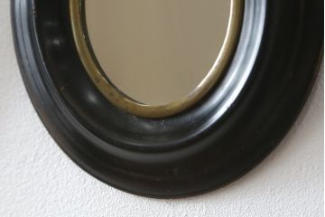 フランスアンティーク　オーバル　シンプルなミラー2点セット(壁掛け、吊るし鏡、ウォールミラー、鏡)(R-080055)