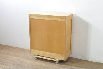中古　希少カラー　北海道民芸家具　明るい木色がすっきりとした印象の下駄箱(収納棚、戸棚、靴箱、下足入れ、くつ箱、シューズボックス)(R-080059)