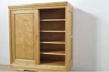 中古　希少カラー　北海道民芸家具　明るい木色がすっきりとした印象の下駄箱(収納棚、戸棚、靴箱、下足入れ、くつ箱、シューズボックス)(R-080059)