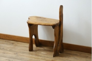 和製ビンテージ　総桐(キリ)材　ほっこりとするような木の味わいが魅力的な民芸スツール　(R-080062)