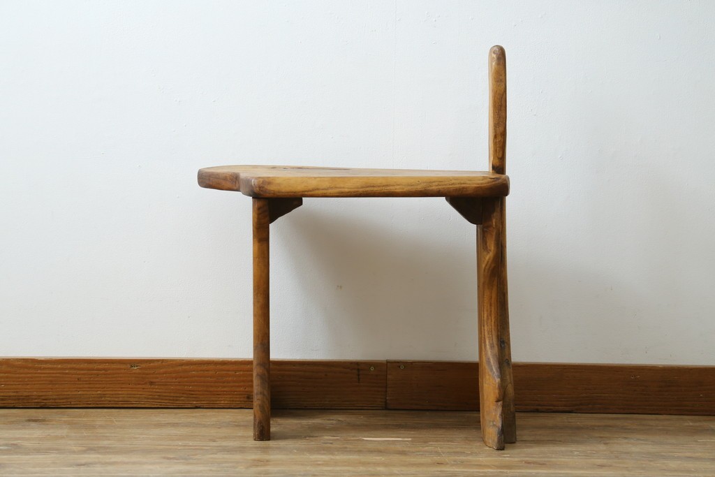 和製ビンテージ　総桐(キリ)材　ほっこりとするような木の味わいが魅力的な民芸スツール　(R-080062)