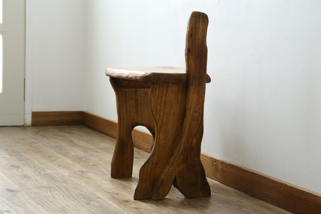 和製ビンテージ　総桐(キリ)材　ほっこりとするような木の味わいが魅力的な民芸スツール　(R-080062)