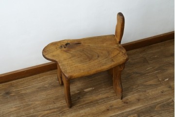 和製ビンテージ　総桐(キリ)材　ほっこりとするような木の味わいが魅力的な民芸スツール　(R-080062)