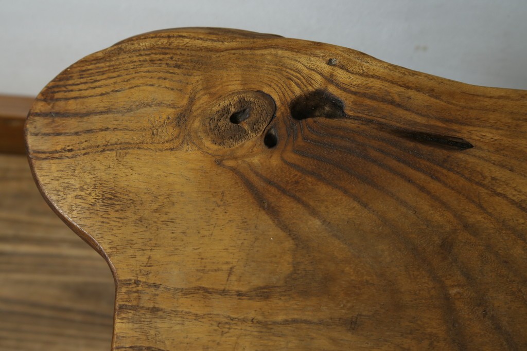 和製ビンテージ　総桐(キリ)材　ほっこりとするような木の味わいが魅力的な民芸スツール　(R-080062)