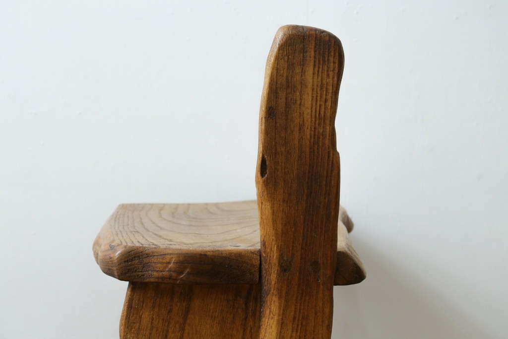 和製ビンテージ　総桐(キリ)材　ほっこりとするような木の味わいが魅力的な民芸スツール　(R-080062)