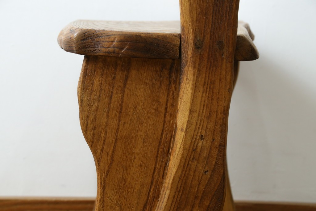 和製ビンテージ　総桐(キリ)材　ほっこりとするような木の味わいが魅力的な民芸スツール　(R-080062)