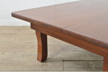 和製アンティーク　美品　総欅(ケヤキ)材　折り畳み式　どこか愛嬌のある脚のデザインが魅力的な角ちゃぶ台(折りたたみテーブル、座卓、ローテーブル、センターテーブル、リビングテーブル)(R-080068)