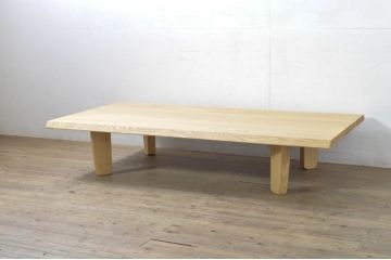 中古　美品　柏木工(KASHIWA)　THE ZEN(座膳)シリーズ　タモ材・オーク材　自然美を感じる木目と堅牢なつくりが魅力の膳テーブル(座卓、ローテーブル、センターテーブル、リビングテーブル)(定価約34万円)(R-080069)