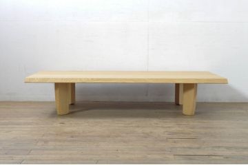 中古　美品　柏木工(KASHIWA)　THE ZEN(座膳)シリーズ　タモ材・オーク材　自然美を感じる木目と堅牢なつくりが魅力の膳テーブル(座卓、ローテーブル、センターテーブル、リビングテーブル)(定価約34万円)(R-080069)