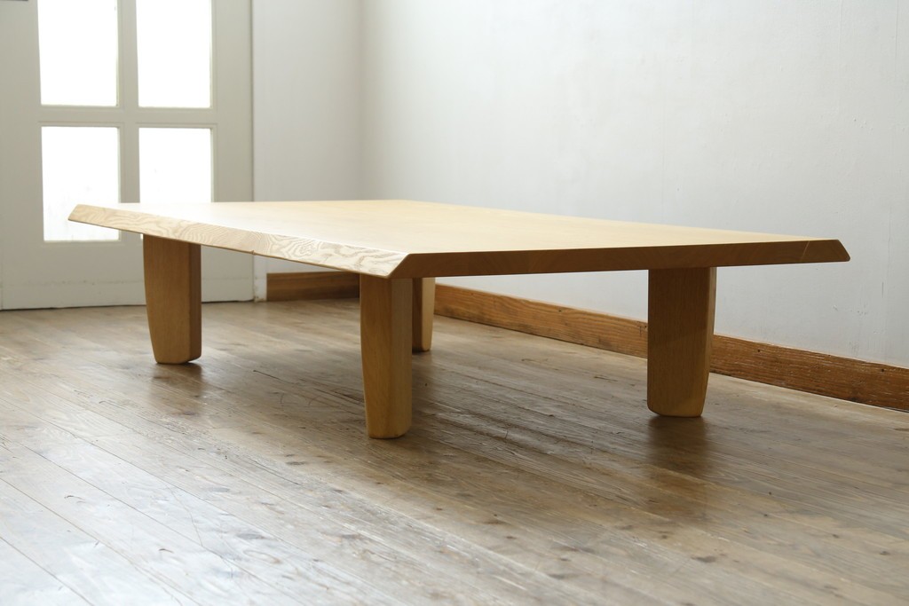 中古　美品　柏木工(KASHIWA)　THE ZEN(座膳)シリーズ　タモ材・オーク材　自然美を感じる木目と堅牢なつくりが魅力の膳テーブル　定価約34万円　(R-080069)