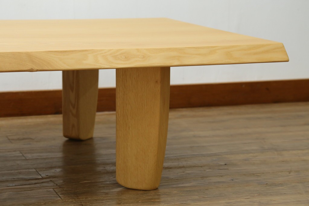 中古　美品　柏木工(KASHIWA)　THE ZEN(座膳)シリーズ　タモ材・オーク材　自然美を感じる木目と堅牢なつくりが魅力の膳テーブル　定価約34万円　(R-080069)