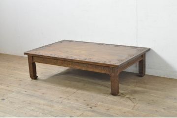 中古　美品!!　軽井沢彫り　水面のような木目と桜の彫りが見事なローテーブル(座卓、センターテーブル、リビングテーブル)(R-080070)