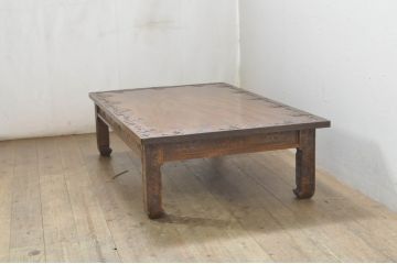 中古　美品!!　軽井沢彫り　水面のような木目と桜の彫りが見事なローテーブル(座卓、センターテーブル、リビングテーブル)(R-080070)