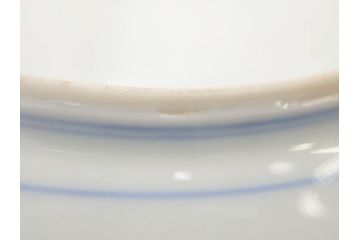 戦前　オールド香蘭社　有田焼　染付　菊　約19cm　6.1寸　落ち着いた佇まいの中皿5枚セット(金彩、花、シダ、植物、和皿、和食器、裏印、六寸一分)(R-080072)