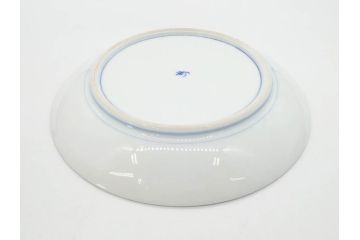 戦前　オールド香蘭社　有田焼　染付　菊　約19cm　6.1寸　落ち着いた佇まいの中皿5枚セット(金彩、花、シダ、植物、和皿、和食器、裏印、六寸一分)(R-080072)