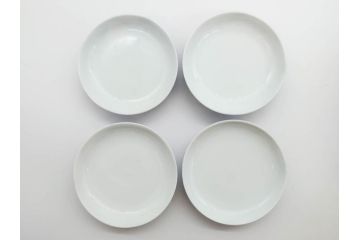 戦前　オールド香蘭社　有田焼　染付　色絵　約11cm　3.4寸　食卓を華やかに彩る蓋付き茶碗4客セット(瓢箪、ひょうたん、唐草、花、蓋茶碗、器、どんぶり、和食器、裏印、三寸四分)(R-080073)