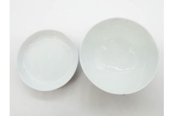 戦前　オールド香蘭社　有田焼　染付　色絵　約11cm　3.4寸　食卓を華やかに彩る蓋付き茶碗4客セット(瓢箪、ひょうたん、唐草、花、蓋茶碗、器、どんぶり、和食器、裏印、三寸四分)(R-080073)