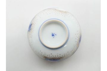戦前　オールド香蘭社　有田焼　染付　色絵　金彩　松　花　上品な雰囲気の蓋付き湯呑み7客セット(菊、松葉、松の実、湯のみ、煎茶、和食器、裏印)(R-080074)