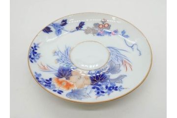 戦前　オールド香蘭社　有田焼　染付　色絵　金彩　花　優雅な一時を楽しめるカップ&ソーサー5客セット(フラワー、植物、C&S、碗皿、洋食器、裏印)(R-080075)
