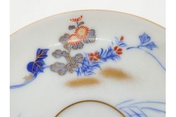 戦前　オールド香蘭社　有田焼　染付　色絵　金彩　花　優雅な一時を楽しめるカップ&ソーサー5客セット(フラワー、植物、C&S、碗皿、洋食器、裏印)(R-080075)