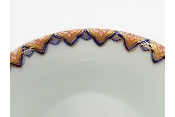 戦前　オールド香蘭社　有田焼　染付　金彩　松　縁周りの繊細な絵付けが目を引く蓋付き碗5客セット(蓋物、湯呑み、湯のみ、煎茶、和食器)(R-080076)