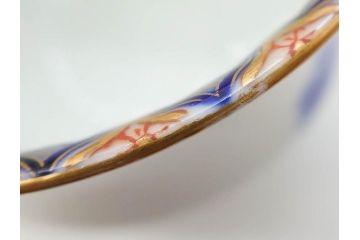 戦前　オールド香蘭社　有田焼　染付　金彩　松　縁周りの繊細な絵付けが目を引く蓋付き碗5客セット(蓋物、湯呑み、湯のみ、煎茶、和食器)(R-080076)