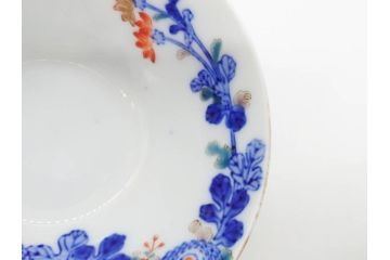 戦前　オールド香蘭社　有田焼　染付　色絵　松竹梅　花　約12cm　3.9寸　料理を引き立ててくれる小鉢4客セット(菊、巻物、深鉢、深皿、和皿、向付、和食器、三寸九分)(R-080077)