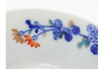 戦前　オールド香蘭社　有田焼　染付　色絵　松竹梅　花　約12cm　3.9寸　料理を引き立ててくれる小鉢4客セット(菊、巻物、深鉢、深皿、和皿、向付、和食器、三寸九分)(R-080077)