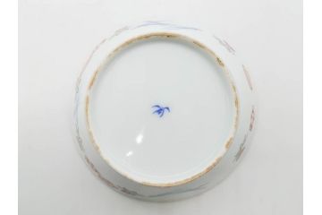 戦前　オールド香蘭社　有田焼　染付　色絵　松竹梅　花　約12cm　3.9寸　料理を引き立ててくれる小鉢4客セット(菊、巻物、深鉢、深皿、和皿、向付、和食器、三寸九分)(R-080077)