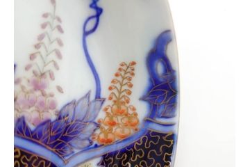 戦前　深川製磁　オールド深川　有田焼　染付　色絵　金彩　鯉　約10cm　3.3寸　艶やかな色付が美しい小皿3枚セット(魚、紅葉、桐、藤の花、桜、豆皿、和皿、和食器、三寸三分)(R-080078)