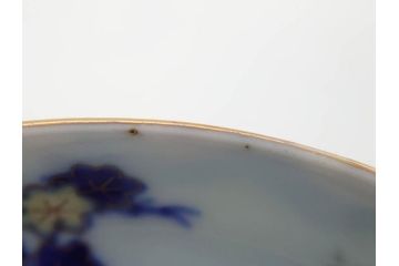 戦前　深川製磁　オールド深川　有田焼　染付　色絵　金彩　鯉　約10cm　3.3寸　艶やかな色付が美しい小皿3枚セット(魚、紅葉、桐、藤の花、桜、豆皿、和皿、和食器、三寸三分)(R-080078)