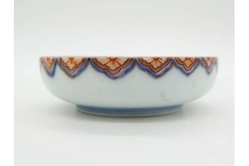 戦前　深川製磁　オールド深川　有田焼　染付　色絵　金彩　鯉　約10cm　3.3寸　艶やかな色付が美しい小皿3枚セット(魚、紅葉、桐、藤の花、桜、豆皿、和皿、和食器、三寸三分)(R-080078)