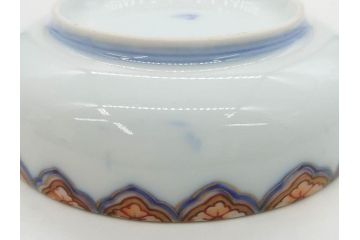 戦前　深川製磁　オールド深川　有田焼　染付　色絵　金彩　鯉　約10cm　3.3寸　艶やかな色付が美しい小皿3枚セット(魚、紅葉、桐、藤の花、桜、豆皿、和皿、和食器、三寸三分)(R-080078)