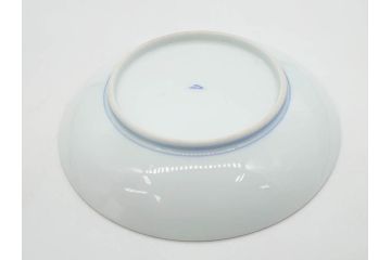 戦前　深川製磁　オールド深川　有田焼　染付　色絵　金彩　菊　約17cm　5.6寸　華やかな気品漂う中皿5枚セット(花、なます皿、和皿、和食器、裏印、五寸六分)(R-080079)