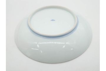 戦前　深川製磁　オールド深川　有田焼　染付　色絵　金彩　菊　約17cm　5.6寸　華やかな気品漂う中皿5枚セット(花、なます皿、和皿、和食器、裏印、五寸六分)(R-080079)