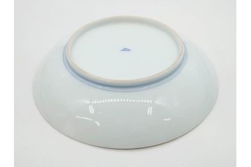 戦前　深川製磁　オールド深川　有田焼　染付　色絵　金彩　菊　約17cm　5.6寸　華やかな気品漂う中皿5枚セット(花、なます皿、和皿、和食器、裏印、五寸六分)(R-080079)