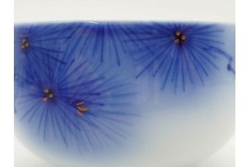 戦前　オールド香蘭社　有田焼　染付　松　気品を感じる湯呑み5客セット(松の実、松ぼっくり、湯のみ、茶器、煎茶、蓋物、蓋付き、金彩、裏印、共箱付き)(R-080084)