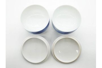 戦前　オールド香蘭社　有田焼　染付　松　気品を感じる湯呑み5客セット(松の実、松ぼっくり、湯のみ、茶器、煎茶、蓋物、蓋付き、金彩、裏印、共箱付き)(R-080084)
