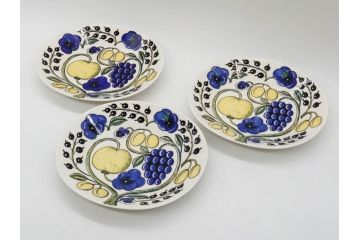 ARABIA FINLAND　paratiisi(パラティッシ)　イエロー　オーバル　約25cm　食卓を明るく彩るプレート3枚セット(果物、フルーツ、花、フラワー、大皿、陶器、北欧、洋食器、アラビア、フィンランド、北欧食器)(R-080086)