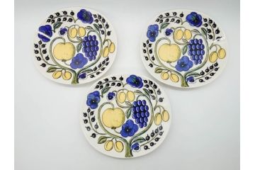 ARABIA FINLAND　paratiisi(パラティッシ)　イエロー　オーバル　約25cm　食卓を明るく彩るプレート3枚セット(果物、フルーツ、花、フラワー、大皿、陶器、北欧、洋食器、アラビア、フィンランド、北欧食器)(R-080086)