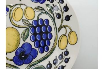 ARABIA FINLAND　paratiisi(パラティッシ)　イエロー　オーバル　約25cm　食卓を明るく彩るプレート3枚セット(果物、フルーツ、花、フラワー、大皿、陶器、北欧、洋食器、アラビア、フィンランド、北欧食器)(R-080086)