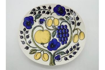 ARABIA FINLAND　paratiisi(パラティッシ)　イエロー　オーバル　約25cm　食卓を明るく彩るプレート3枚セット(果物、フルーツ、花、フラワー、大皿、陶器、北欧、洋食器、アラビア、フィンランド、北欧食器)(R-080086)
